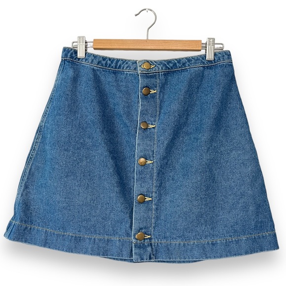 American Apparel Blue Denim Button Front Mini Skirt Size Large - Picture 1 of 5
